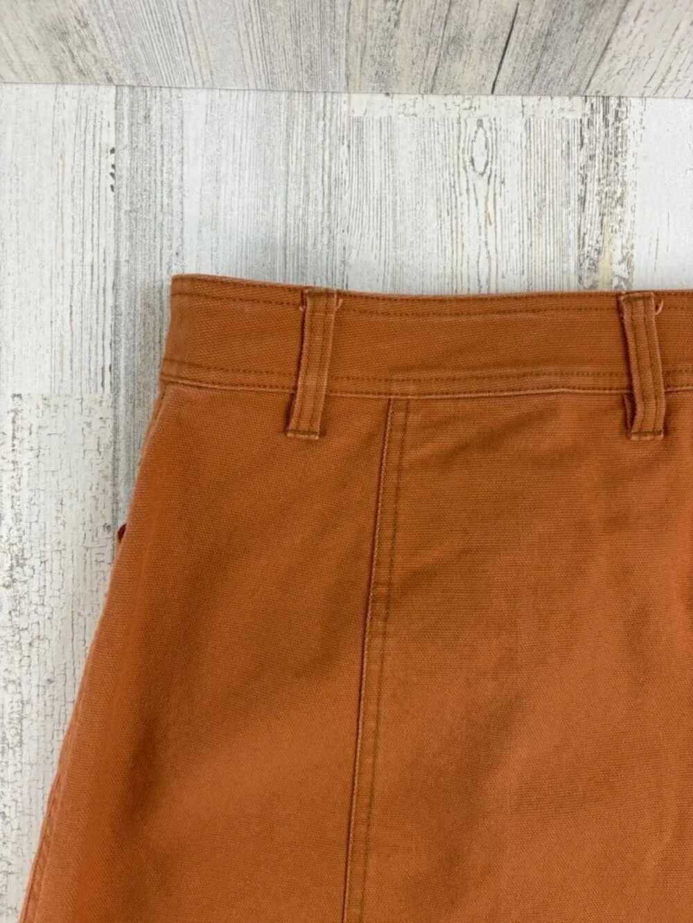 Madewell Button Front A-Line Pocket Mini Skirt Womens Size 4 Burnt Sienna - Picture 10 of 15